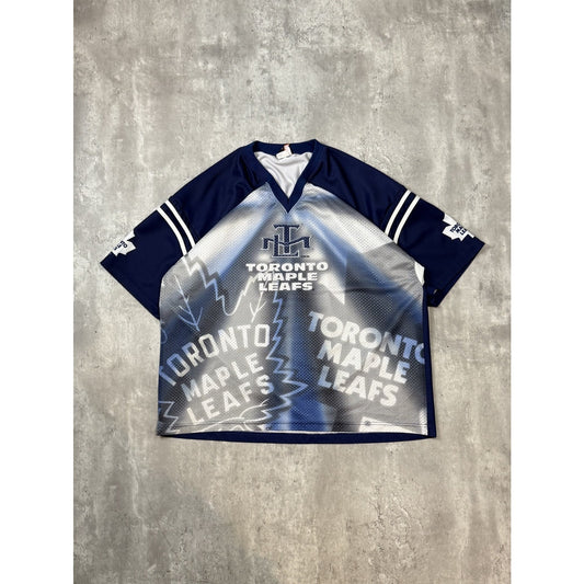 Vintage 90s Toronto Maple Leafs NHL All Over Print Graphic Hockey Jersey Size XL