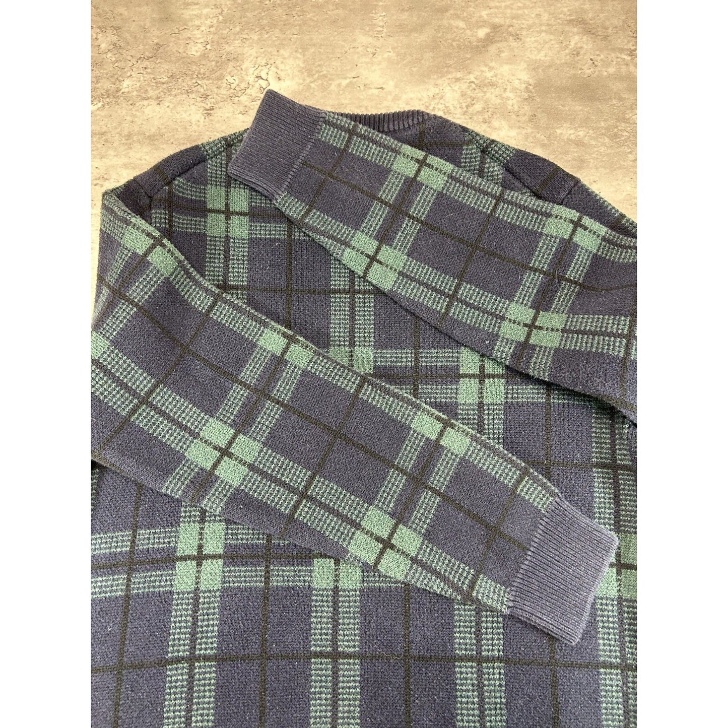 Vintage 90s Jos. A. Bank Plaid Print Pullover Ribbed Knit Sweater Size Large