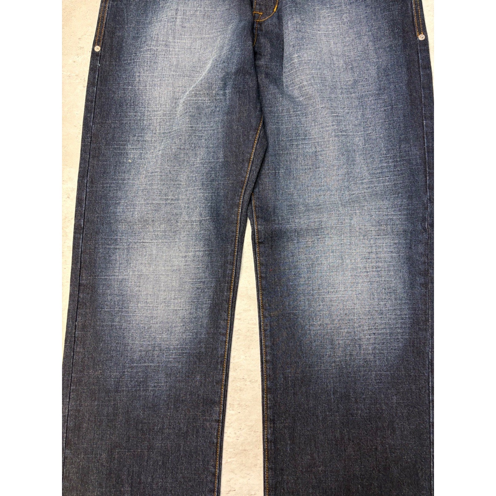 Vintage Y2K Rocawear Embroidered Pocket Skull Dark Wash Denim Pants