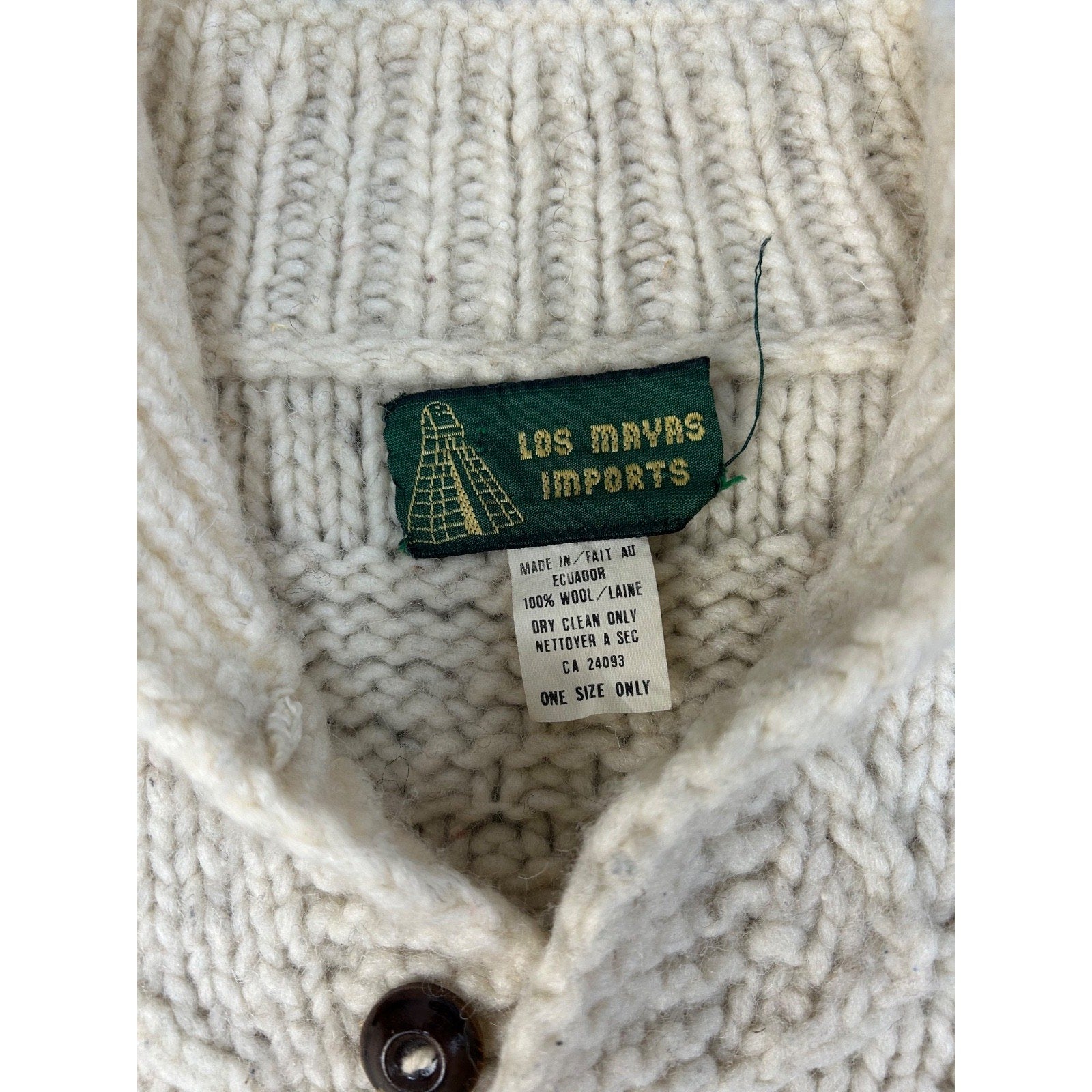 Vintage 80s/90s Cable Knit Diamond Print 1/4 Button Pullover Sweater Size Large
