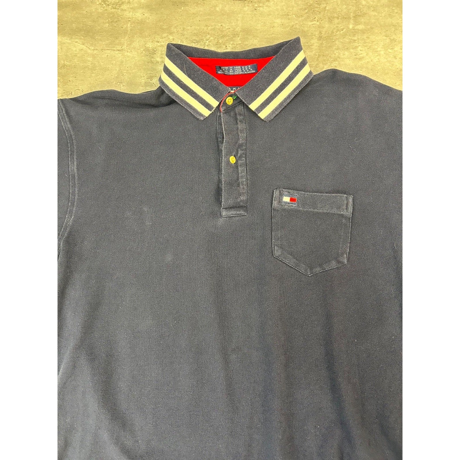 Vintage Tommy Hilfiger Embroidered Flag 1/4 Rugby Button Up Shirt Size XL
