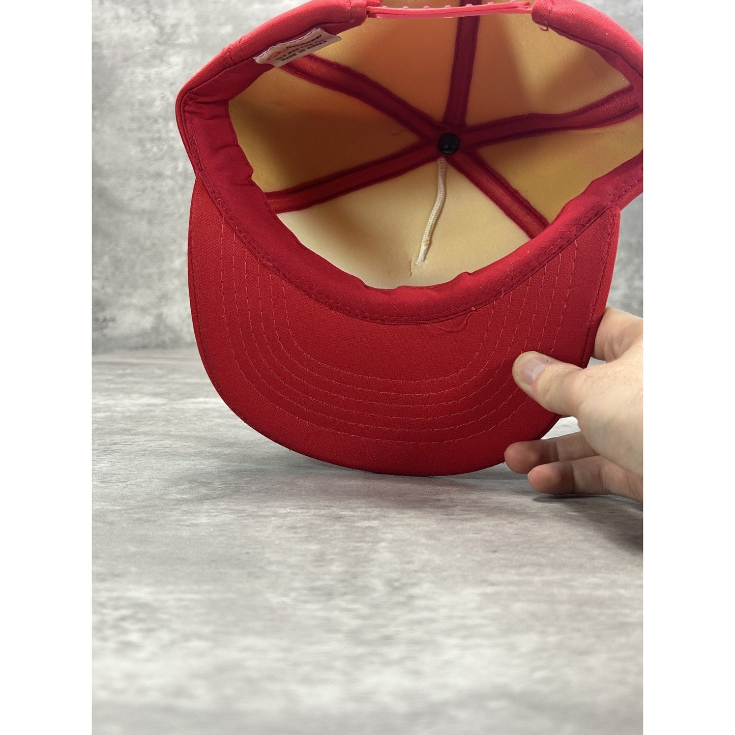 Vintage 90s Snap On Spellout Graphic Foam Two Tone Snapback Hat OSFA