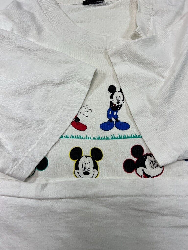 Vintage 90s Disney Mickey Mouse Character Graphic T-Shirt Size Large White