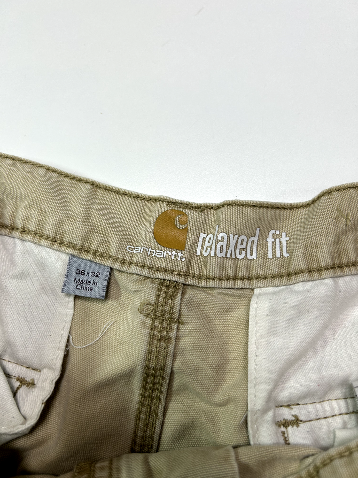 Carhartt Relaxed Fit Canvas Workwear Cargo Pants Size 36W Beige