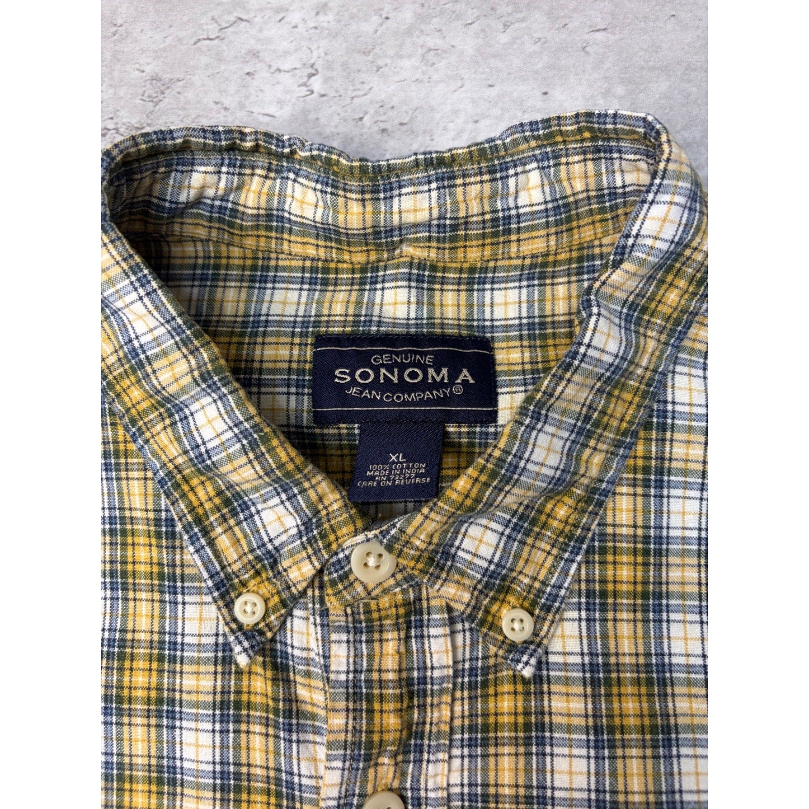Vintage Sonoma Jean Company Plaid Single Pocket Cropped Button Up Shirt Size XL