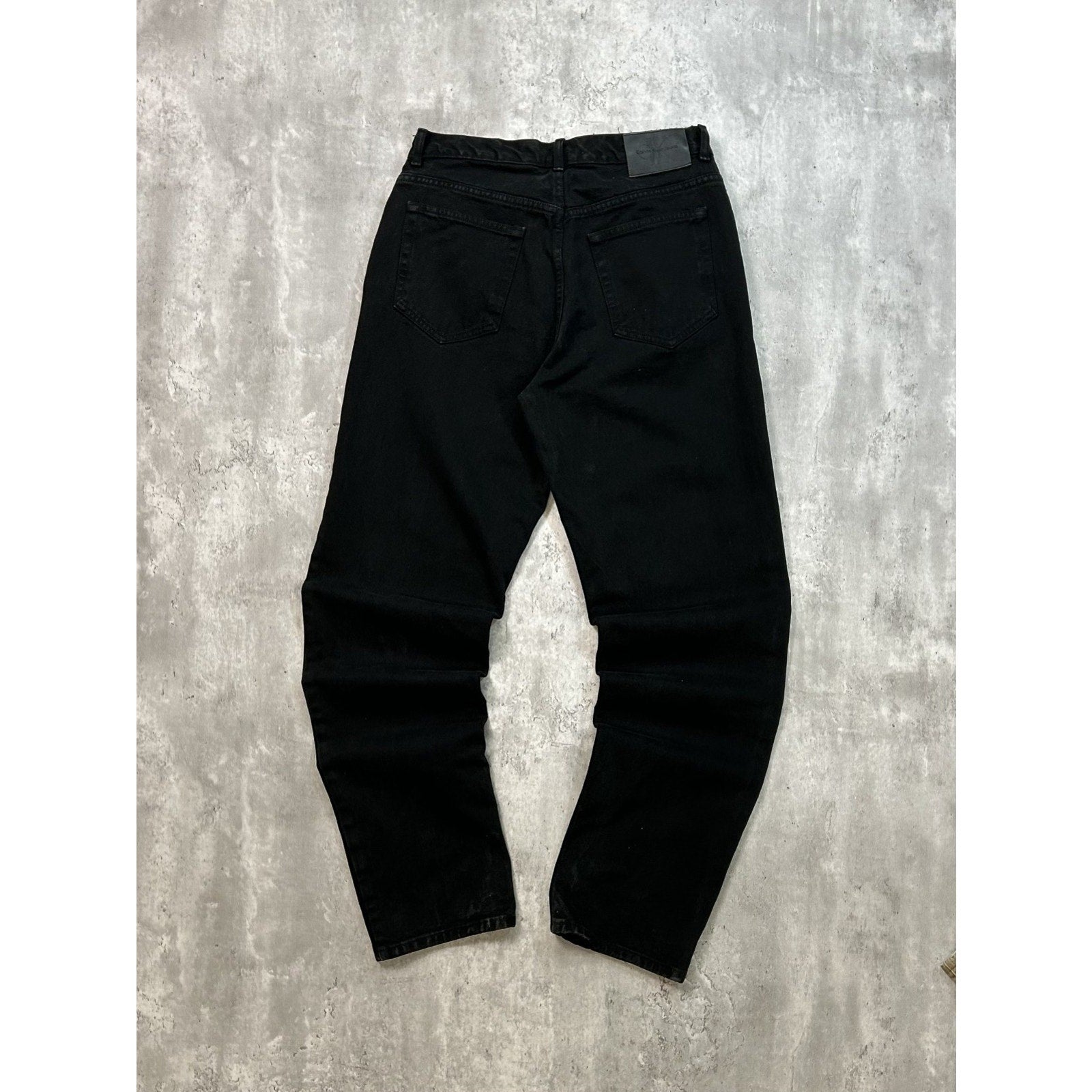 Vintage 90s Calvin Klein Tapered Leg Black Denim Pants Size 32