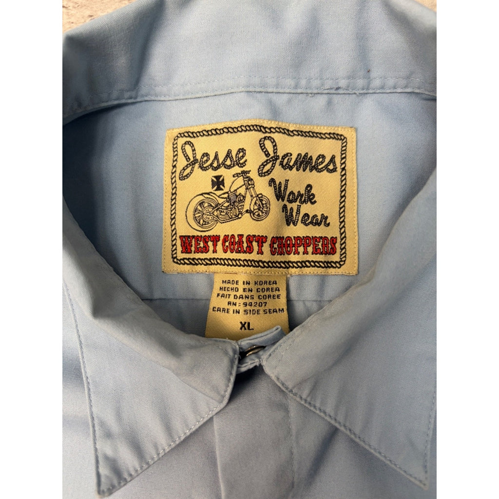 Vintage West Coast Choppers Jesse James Cropped Button Up Shirt Size XL