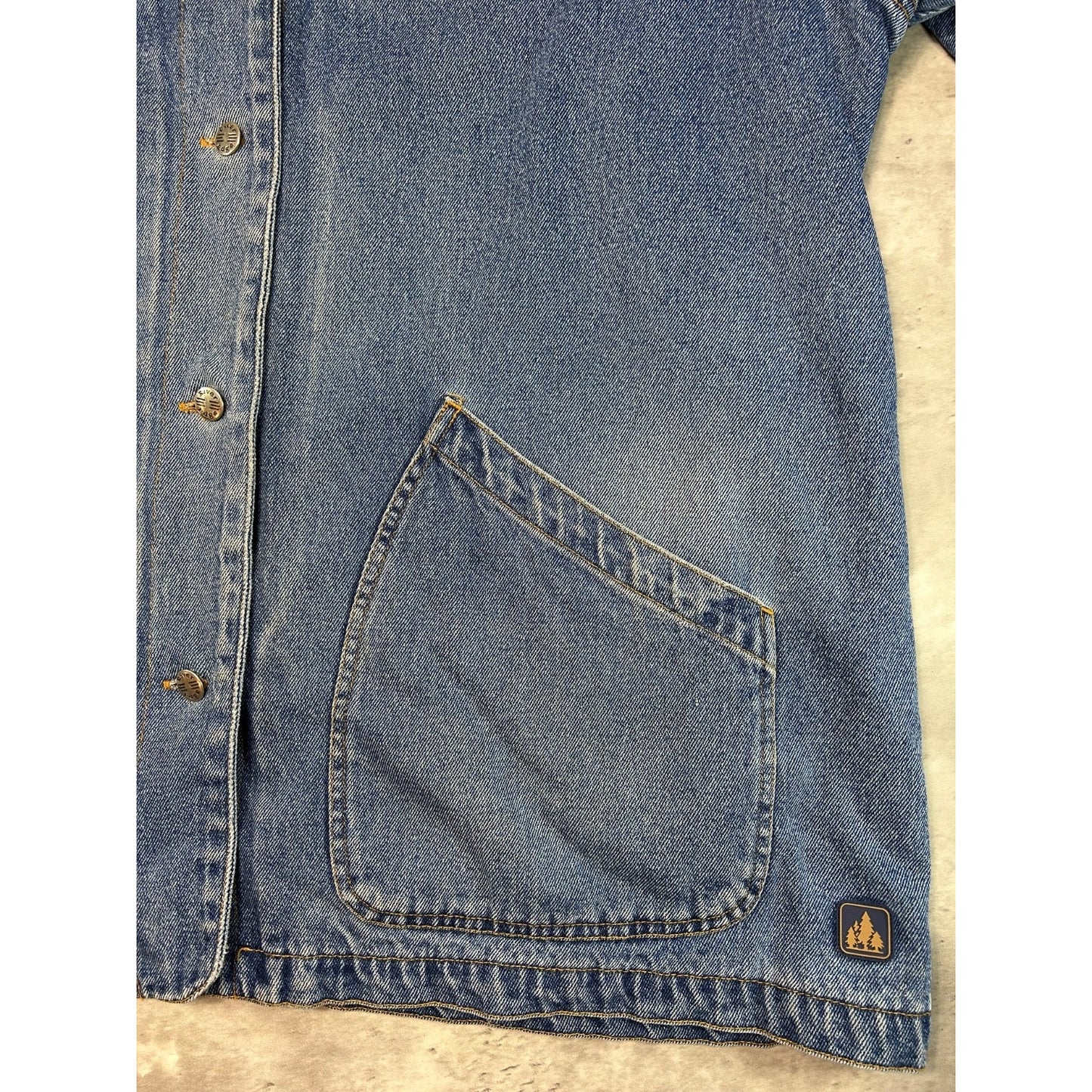 Vintage 90s RiverEdge Plaid Lined Light Wash Denim Workwear Chore Jacket Sz 2XL