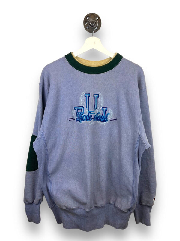 Vintage 90s Champion Reverse Weave Rhode Island Uni Elbow Patch Sweatshirt Sz XL
