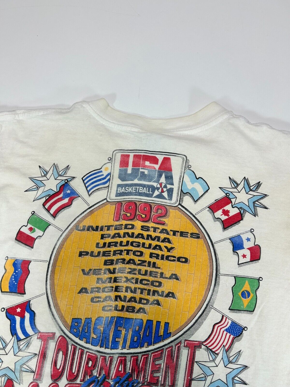 Vintage 1991 Team USA Caricature Graphic Basketball T-Shirt Size Medium