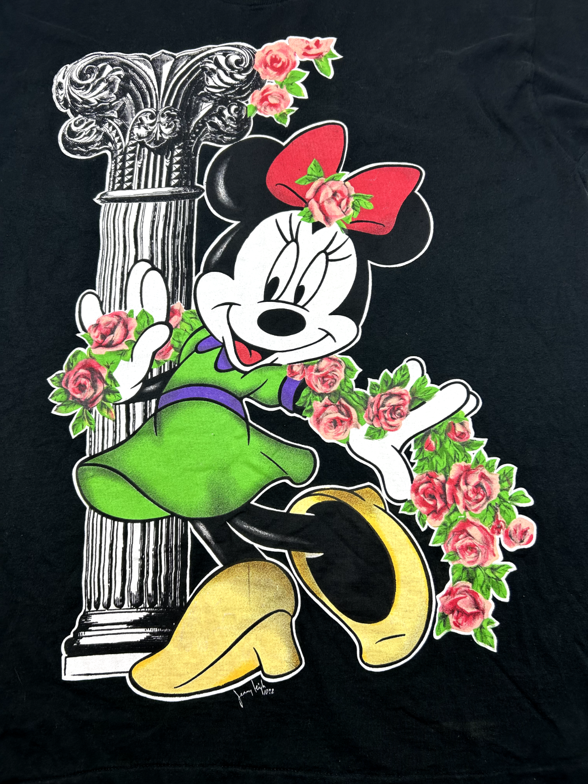 Vintage 90s Disney Minnie Mouse Cartoon Character T-Shirt Size 2XL Black