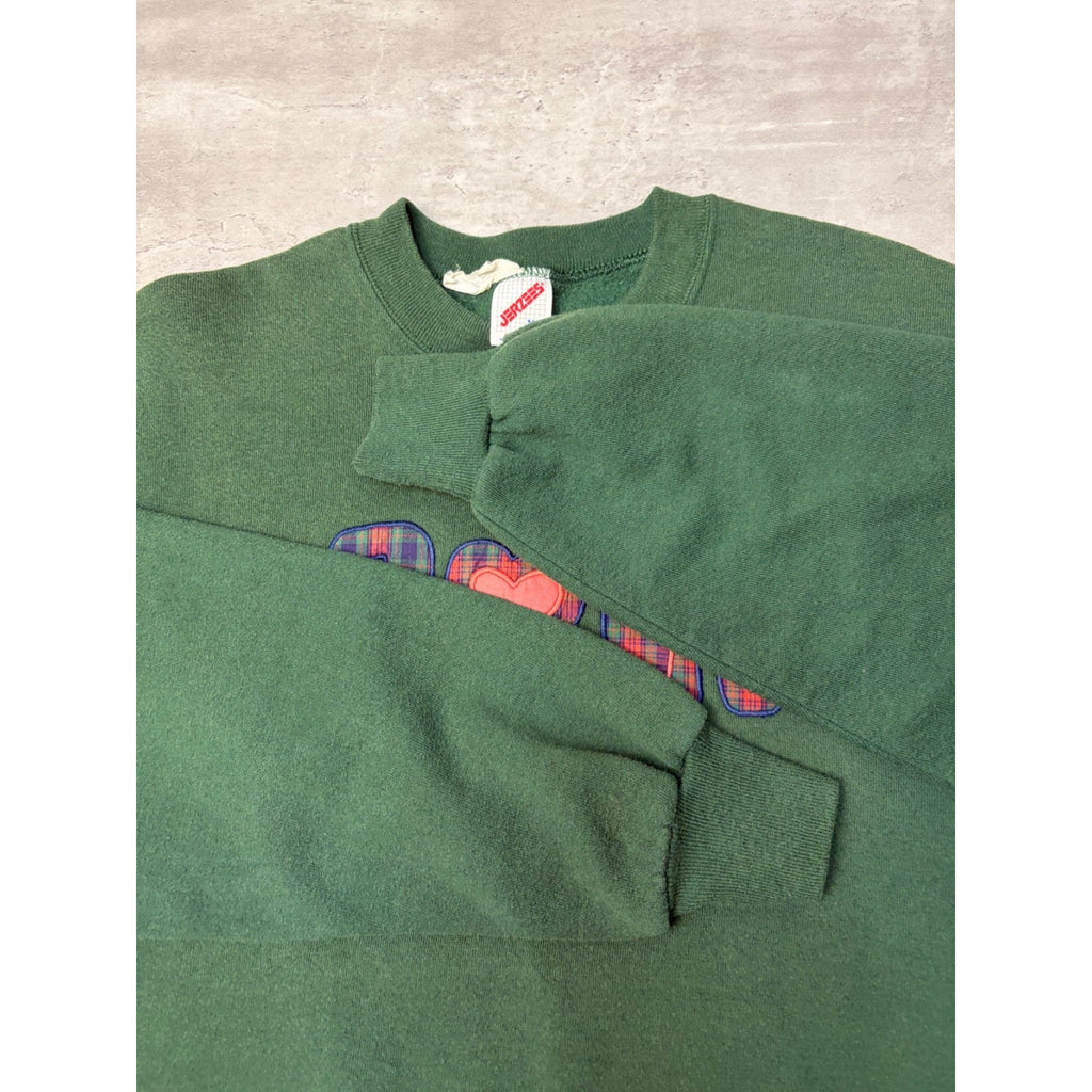 Vintage 90s Golf Embroidered Plaid Spellout Graphic Green Sweatshirt Size XL