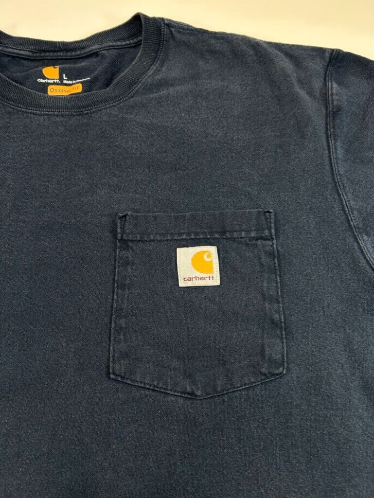 Carhartt Original Fit Embroidered Patch Workwear T-Shirt Size Large Blue