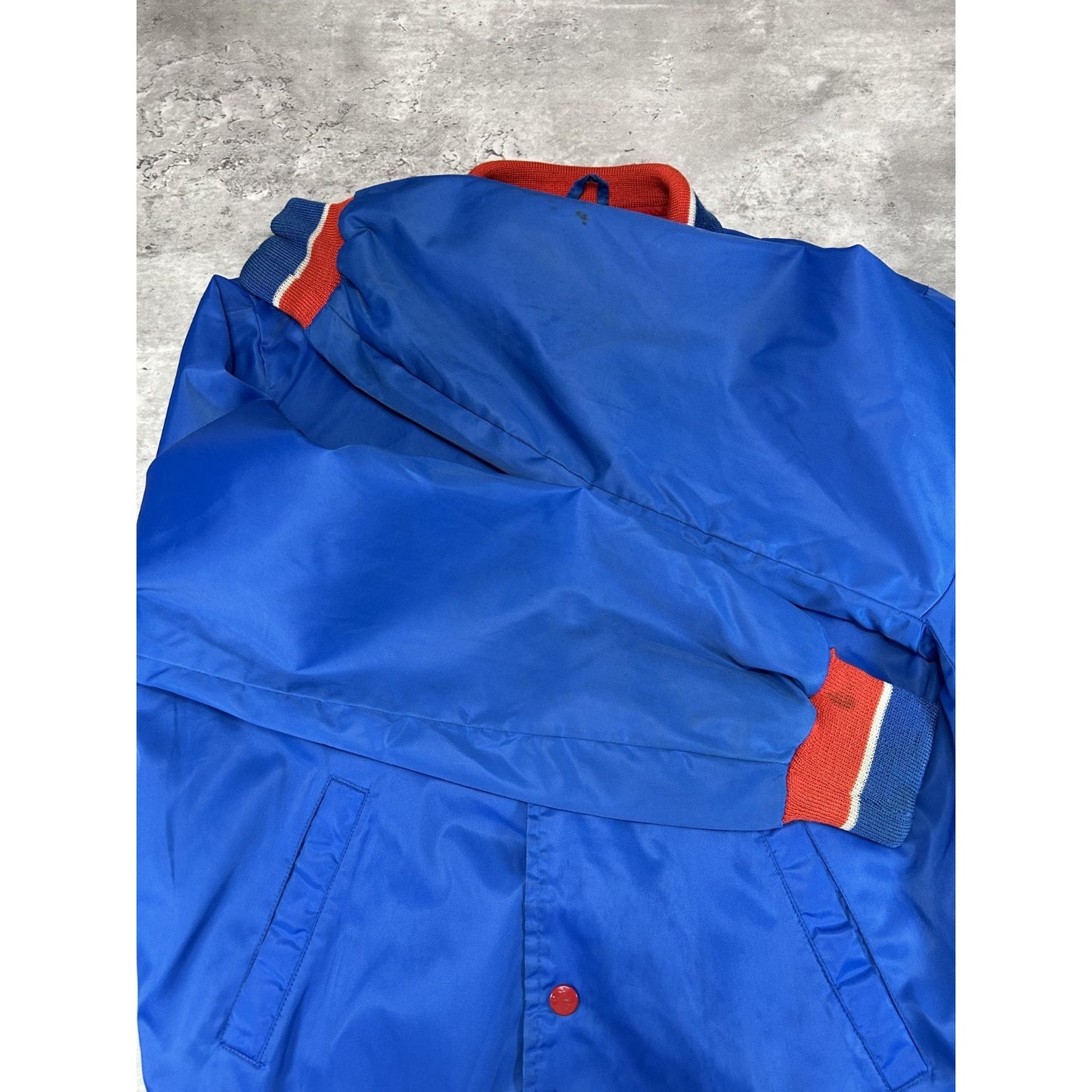 Vintage 80s Montreal Expos MLB Embroidered Nylon Bomber Jacket Size Small