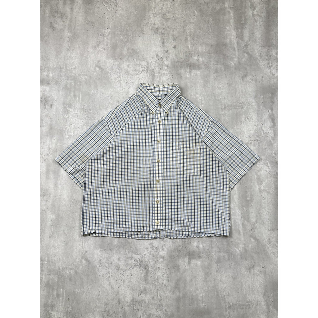 Vintage Van Heusen Single Pocket Plaid Cropped Button Up Shirt Size Large