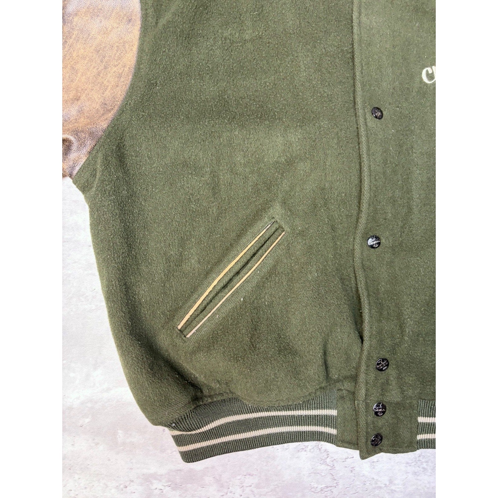 Vintage 90s Chevignon Winter Embroidered Spellout Varsity Bomber Jacket Size XL