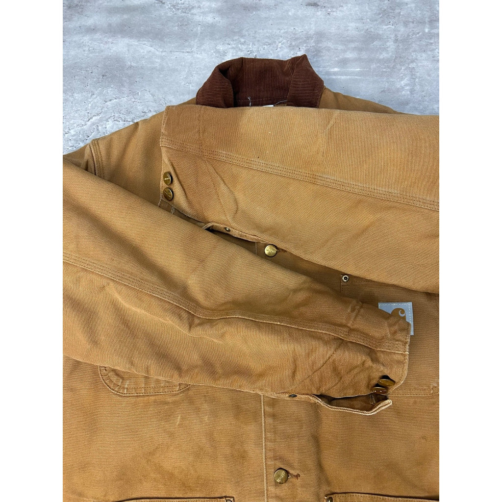 VTG 90s Carhartt Blanket Lined Canvas Workwear Chore Barn Coat Jacket Size Large