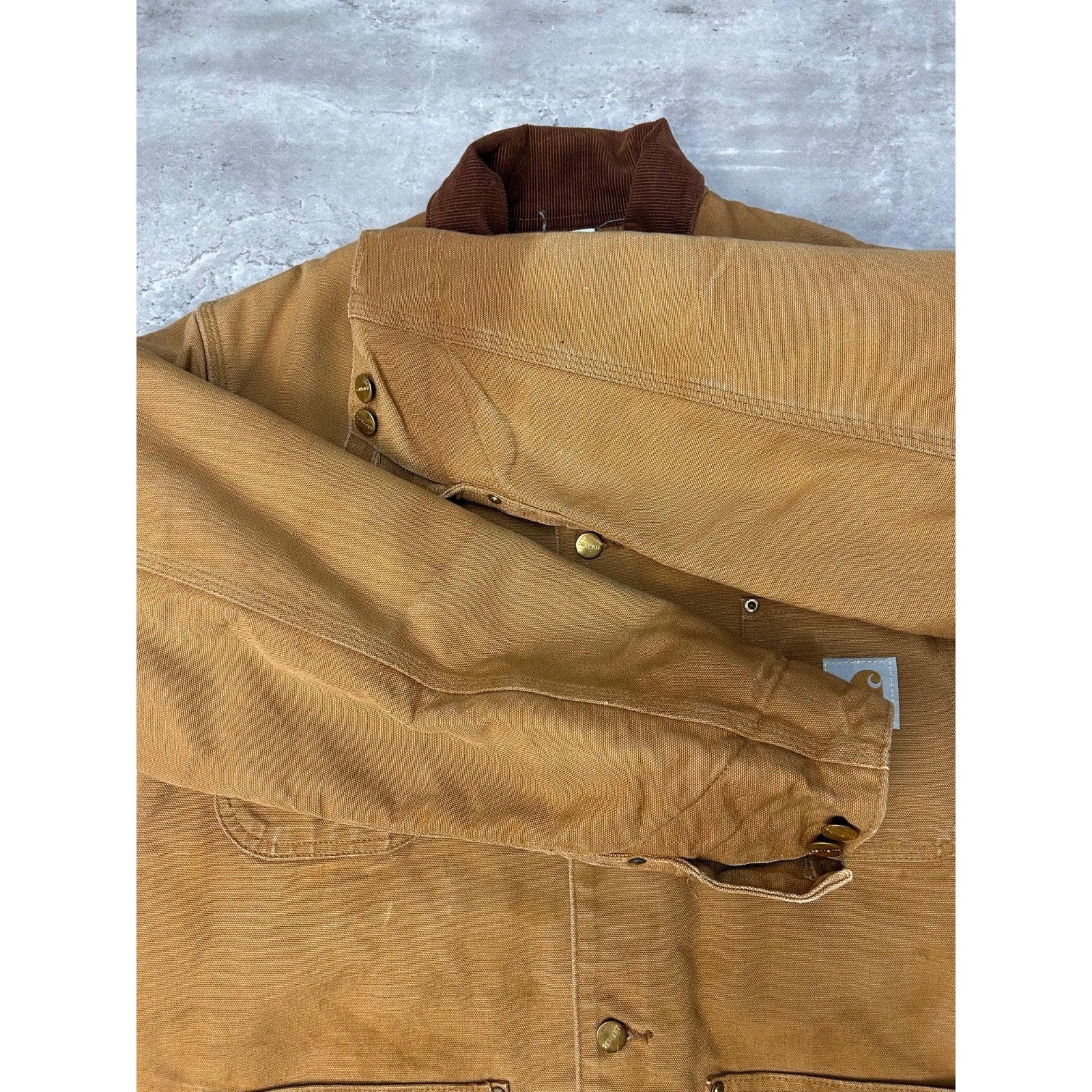 VTG 90s Carhartt Blanket Lined Canvas Workwear Chore Barn Coat Jacket Size Large