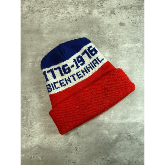 Vintage 1976 Bicentennial Graphic Spellout Beanie Hat OSFA