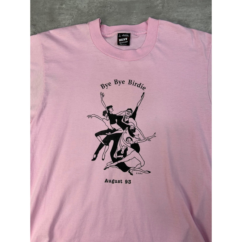 Vintage 1993 Bye Bye Birdie Cartoon Dancer Graphic Pink T-Shirt Size Large