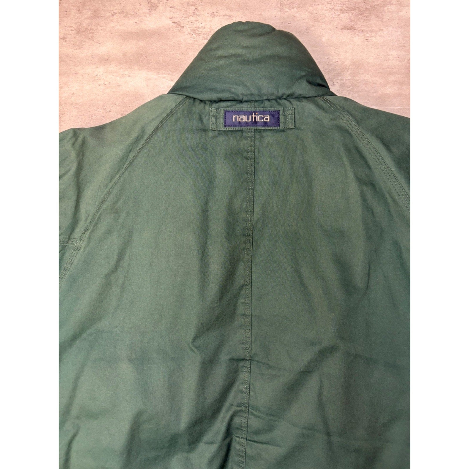 Vintage Nautica Leather Patch Insulated Full Zip BomberJacket Size Large