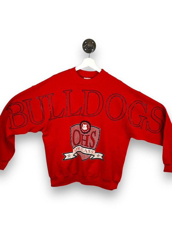 Vintage 90s Orleans Highschool Bulldogs Big Spell Out Graphic Sweatshirt Size XL