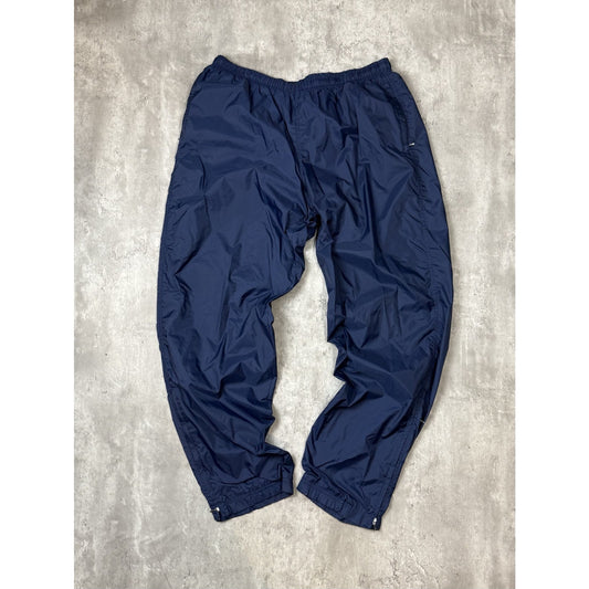 Vintage 90s Nike Embroidered Swoosh Nylon Track Pants Size XL Navy Blue