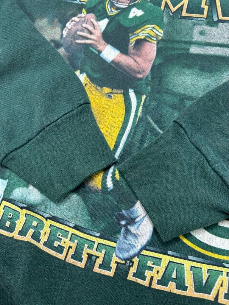 Vintage 1996 Brett Farve #4 Green Bay Packers NFL MVP Graphic Sweatshirt Size M