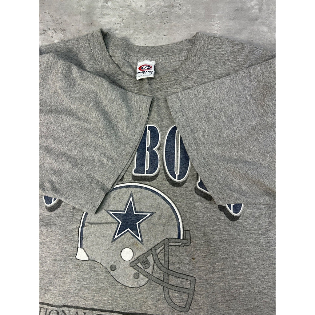 Vintage 90s Dallas Cowboys NFL Helmet Graphic Spellout T-Shirt Size XL
