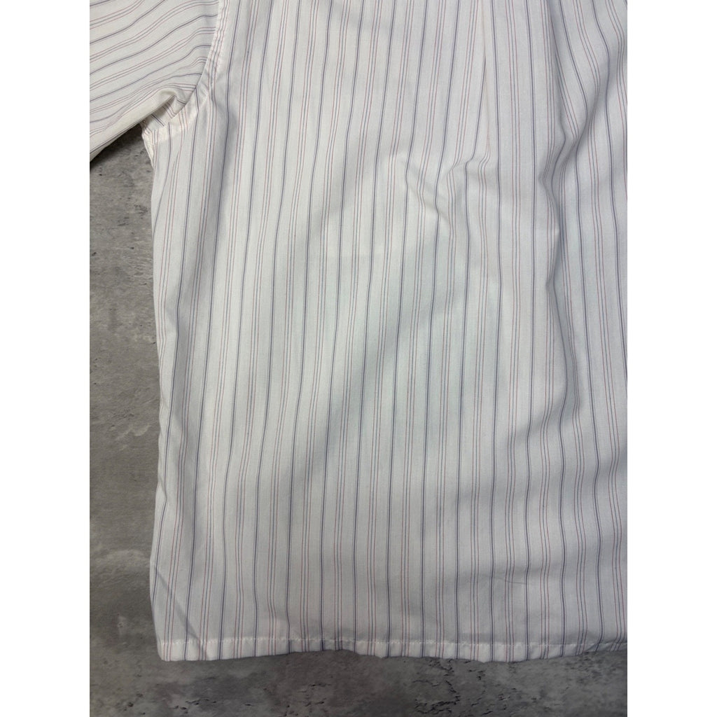 Stafford Striped Single Pocket Reworked Cropped Button Up Shirt Size Large