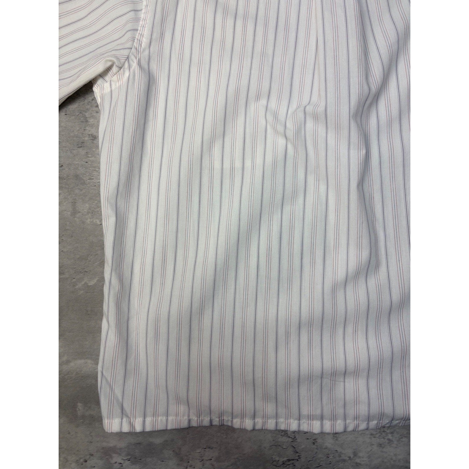 Stafford Striped Single Pocket Reworked Cropped Button Up Shirt Size Large