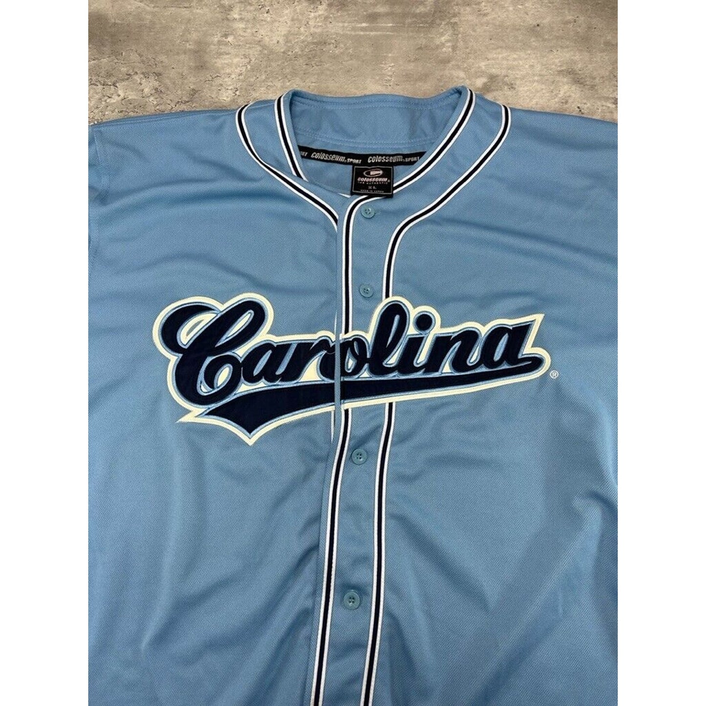 Vintage UNC Tarheels NCAA Tailsweep Script Spell Out Baseball Jersey Size XL