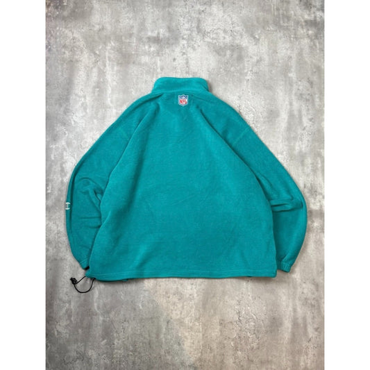 Vintage 90s Miami Dolphins NFL Embroidered 1/4 Zip Fleece Sweatshirt Size 2XL