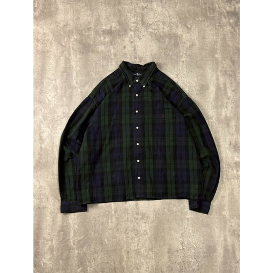 Vintage Polo Ralph Lauren Plaid Reworked Cropped Button Up Shirt Size XXL
