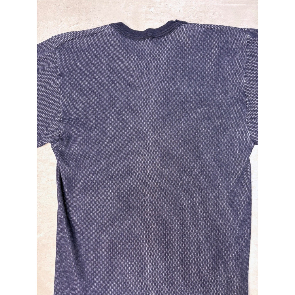 Vintage Blank Blue Thermal Waffle Print Long Sleeve T-Shirt Size Large