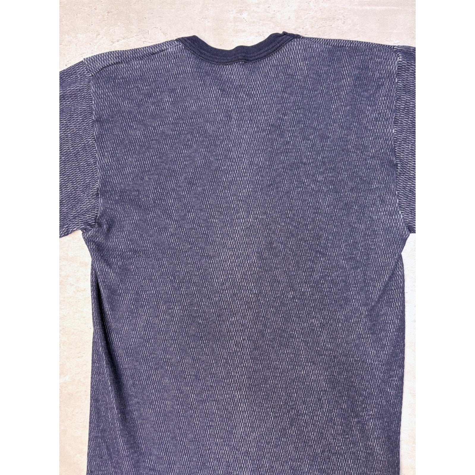 Vintage Blank Blue Thermal Waffle Print Long Sleeve T-Shirt Size Large