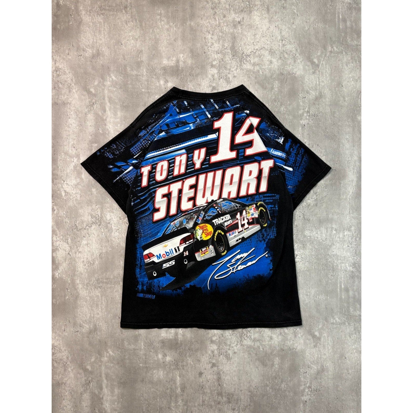 Vintage Tony Stewart #14 Nascar All Over Print Racing T-Shirt Size Large
