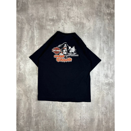 Harley Davidson Motorcycles Pirate Graphic Spellout T-Shirt Size XXL Black
