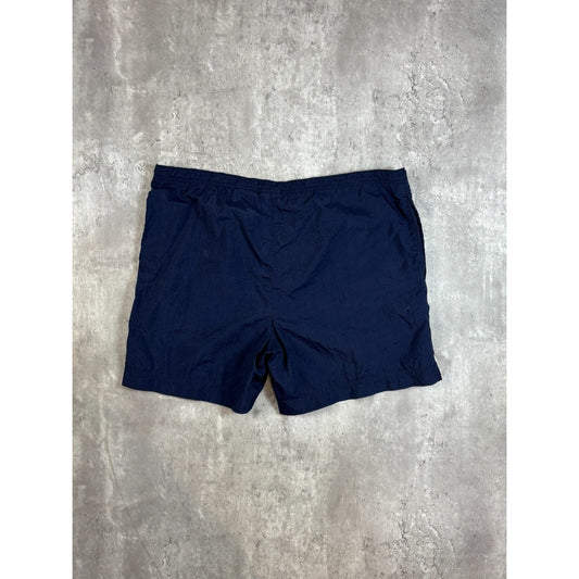 Vintage 90s Nike Embroidered Mini Swoosh Nylon Shorts Size Large Blue