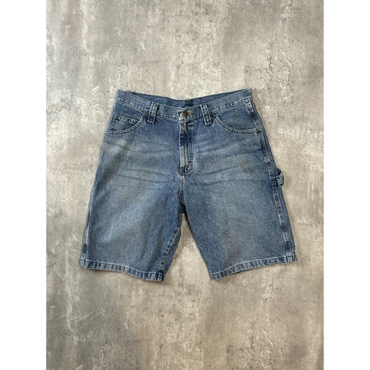 Vintage Wrangler Medium Wash Denim Workwear Carpenter Shorts Size 32 Blue