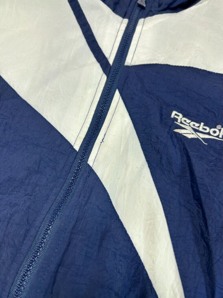 Vintage 90s Reebok Embroidered Big Logo Nylon Windbreaker Jacket Size Small