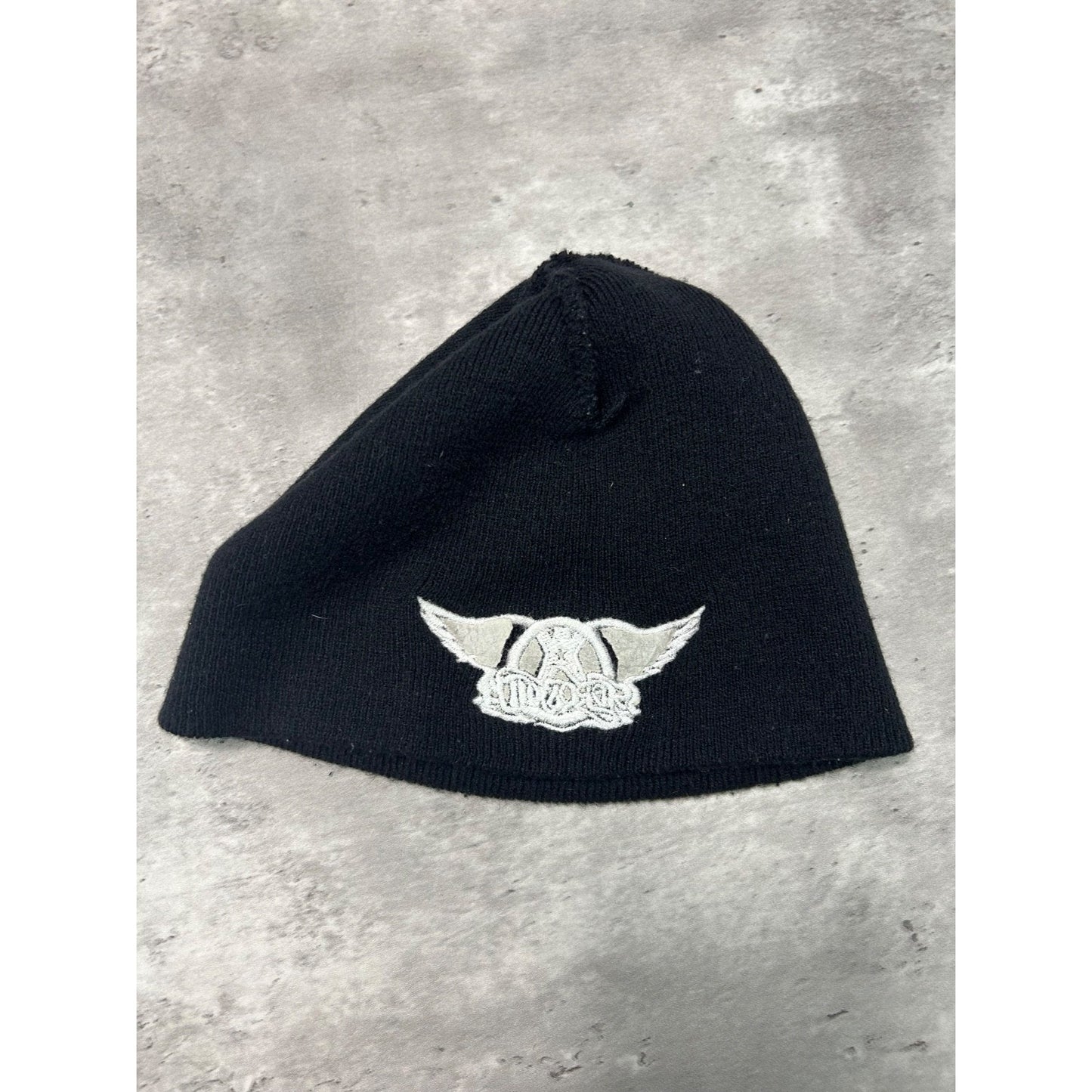 Vintage 90s Aerosmith Embroidered Logo Rock Music Beanie Hat OSFA