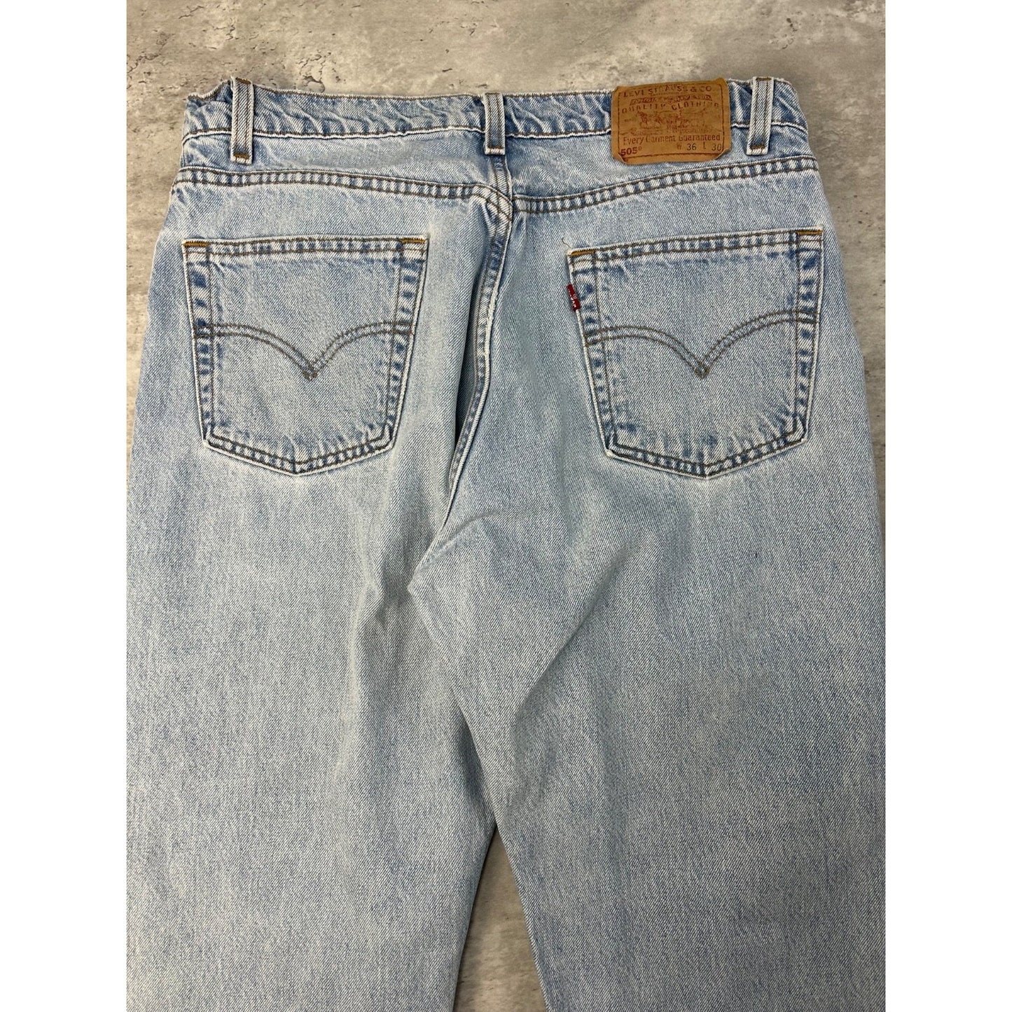 Vintage 90s Levis 505 Red Tab Straight Fit Light Wash Denim Pants Size 35