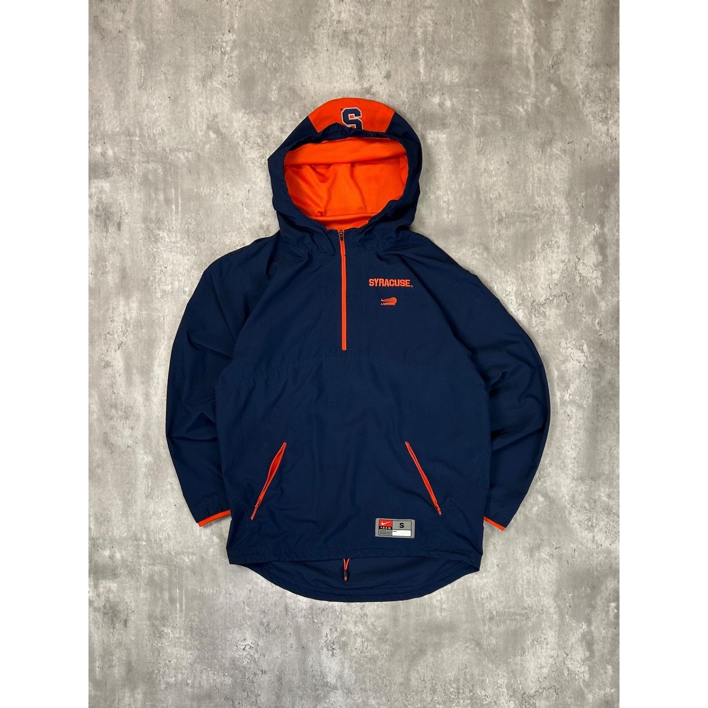 Syracuse Orangemen NCAA Nike Lacrosse 1/4 Zip Hooded Jacket Size Small