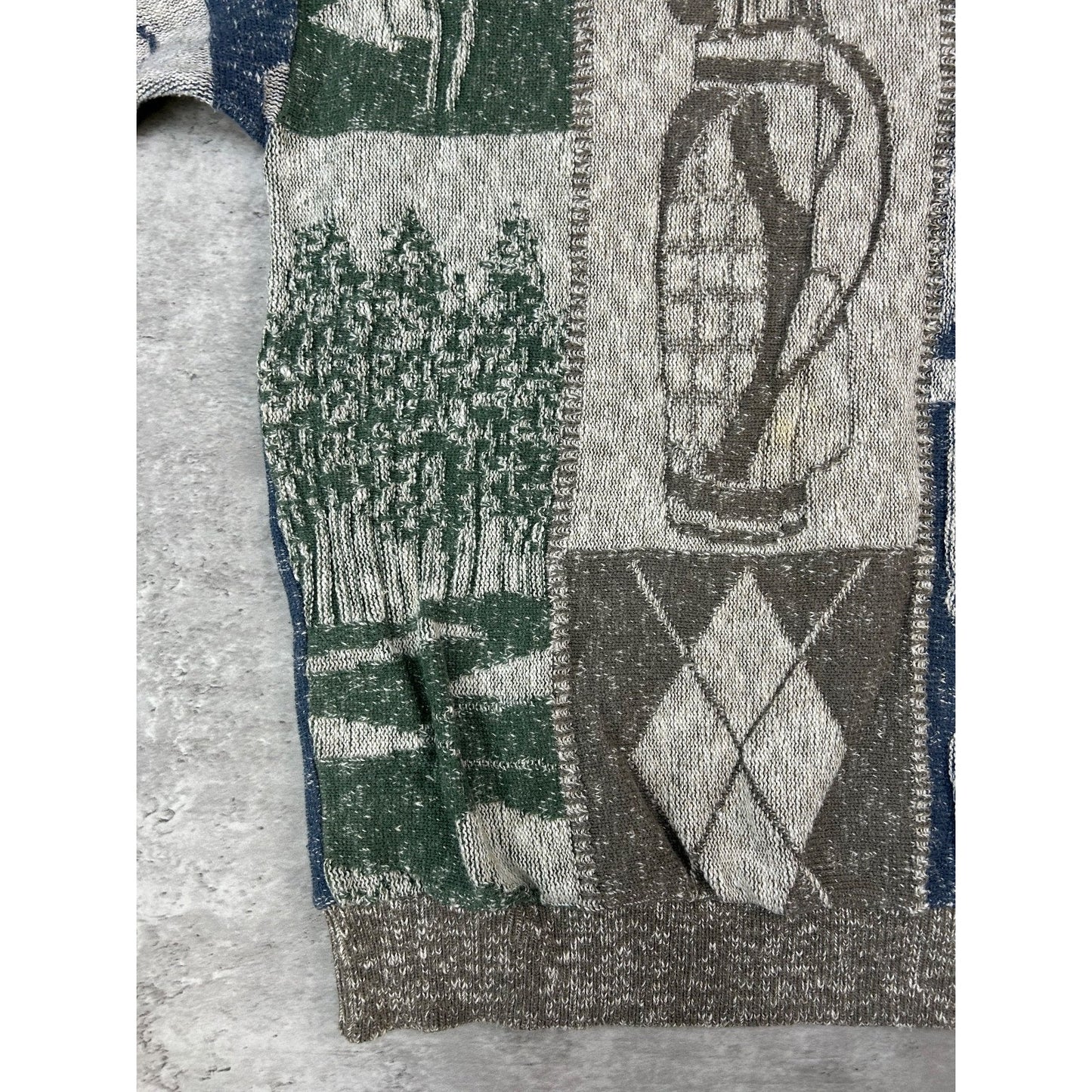 Vintage 90s Shenandoah Golf All Over Print Graphic Knit Sweater Size Medium