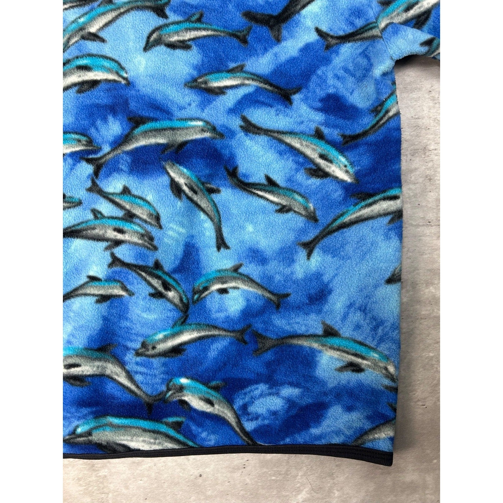 Vintage 90s Women's Dolphin All Over Print Animal Fleece Sweatshirt Size Large