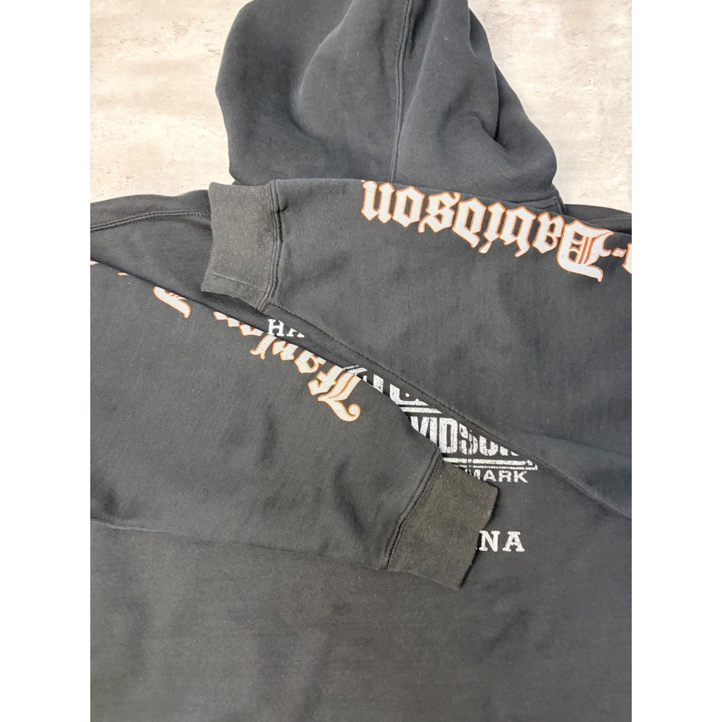 Vintage Harley Davidson Skull Bandana Graphic Hooded Sweatshirt Size Large
