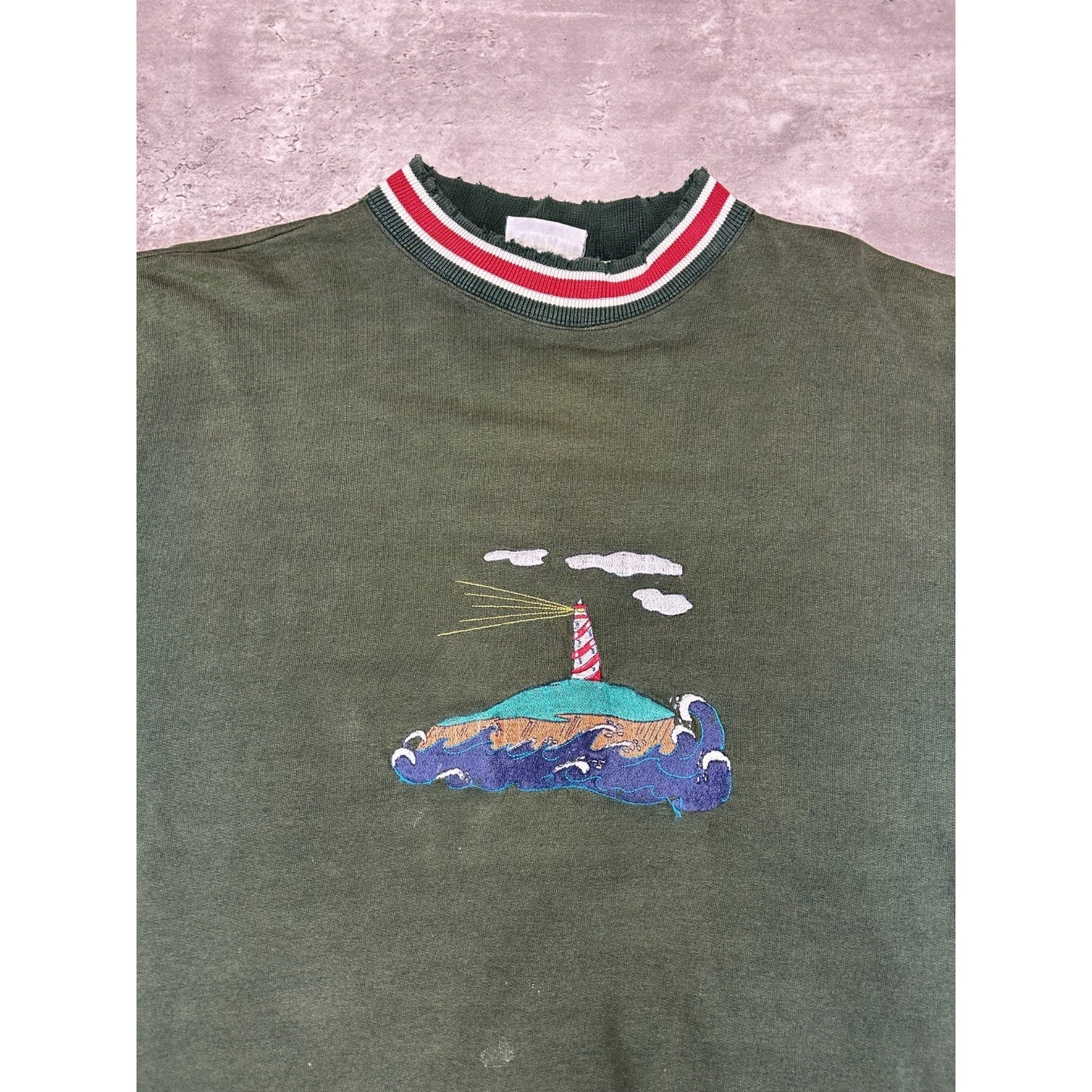 Vintage 90s Embroidered Lighthouse Graphic Crewneck Sweatshirt Size XL