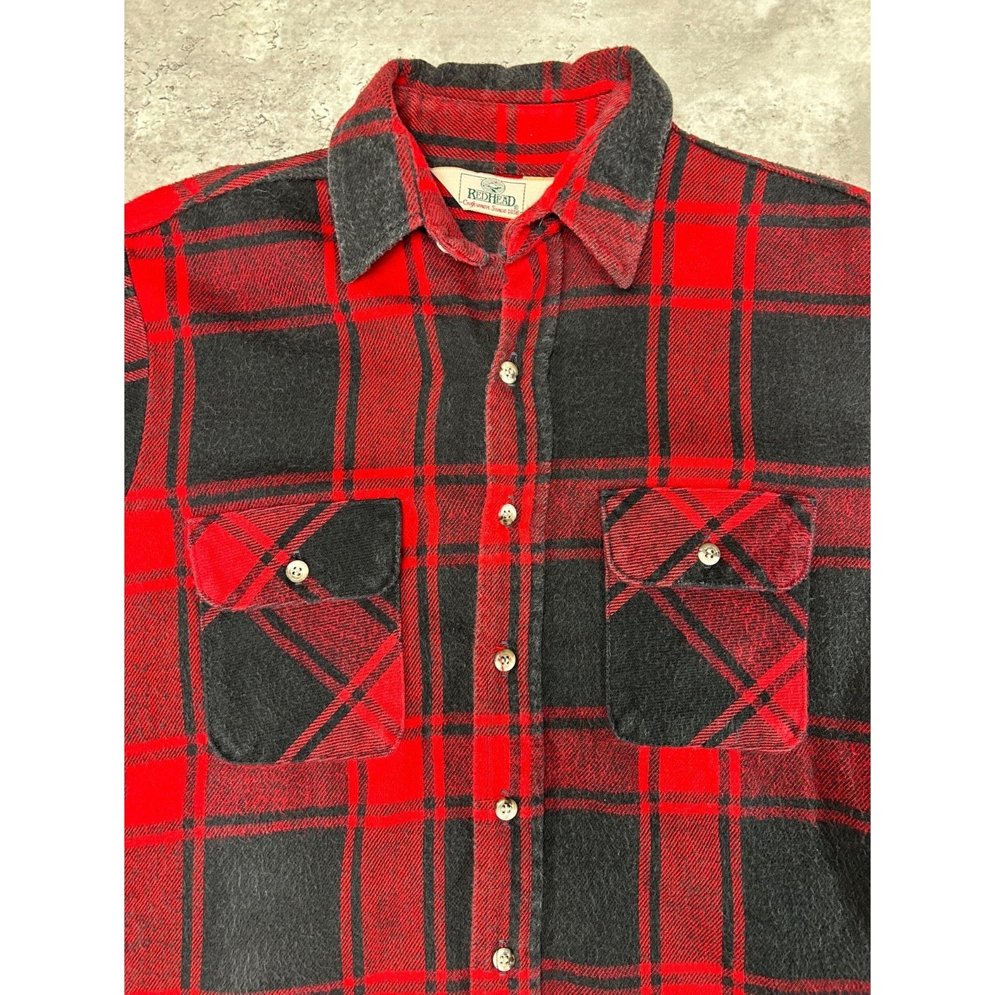 Vintage 90s Redhead Plaid Long Sleeve Double Pocket Button Up Shirt Size Large
