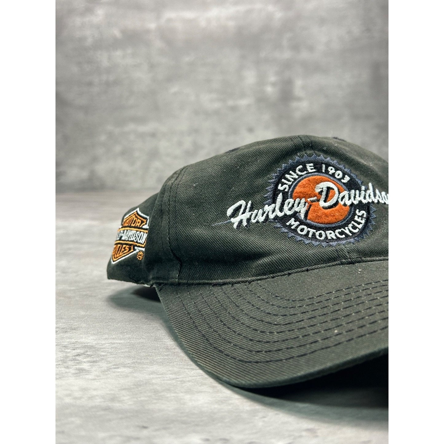 Vintage Harley Davidson Motorcycles Embroidered Spellout Snapback Hat OSFA